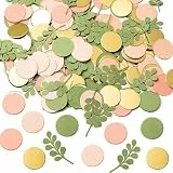 Haooryx Runde Streudeko-Confetti-Punkte - 300Pcs Sage Olive Green Peach Blush Runde Streudeko-Confetti-Punkte Greenery Eucalyptus Paper Craft Kit Tischdeko Brautparty Hochzeit Baby-Dusche Geburtstag