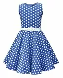 BlackButterfly Kinder 'Audrey' Vintage Polka-Dots Kleid im 50er-Jahre-Stil (Königsblau - Polka-Dots, 11-12 Jahre)