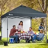 YITAHOME Pop up Pavillon 3 x 3 m Faltpavillon Festzelt Partyzelt mit 1 Seitenwand, Wasserdichtem Falten Garten Marquee mit Aufbewahrungstasche für Patio Märkte Strand Dunkelgrau