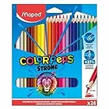 Maped - ergonomische Drei-Kant-Buntstifte, Farbstifte COLOR'PEPS STRONG - besonders stabile Mine 3,2 mm - 24x Stifte
