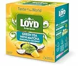 LOYD - Geschmack Der Welt - Grüner Tee mit Matcha Ananas & Kokosnuss - 20 Bio Pyramidenbeutel, Original, Japanisch mit Früchten, Hohe Qualität, Für Fokus, Energie, Kein Matcha-Besen Erfordelich - 34g