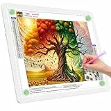 TOHETO A3 Leuchttisch für Diamantmalerei, Ultraheller Leuchtkasten mit Seitliche Tasten, LED Licht Pad zum Nachzeichnen, Lichtplatte Lichttafel zum Skizzieren, Zeichnen, Tattoo, Designen (Weiß)