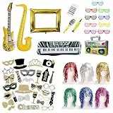 Raxfekro 75 Stück Party Deko Fotobox Accessoires，Requisiten fotobox，Foto Requisiten Geburtstag für Hochzeit,Halloween,Weihnachten,Tischdeko Geburtstag,Karneval Party zubehör