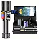 BEYSTE Taschenlampe LED Aufladbar mit COB Seitenlicht, LED Taschenlampe Extrem Hell 500000 Lumen, Starke Taktische Taschenlampen 9 Modi, 2 Schalter, LCD Anzeige, Stufenloses Dimmen FüR Camping Outdoor