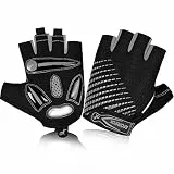 MOREOK Fahrradhandschuhe Radsporthandschuhe-Halbfinger 5MM SBR Gel rutschfeste/stoßdämpfende Mountainbike Handschuhe Unisex Herren Damen Weiß-L
