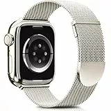 Higgs Ersatzarmband Kompatibel mit Apple Watch Armband 41mm 42mm 40mm 38mm Damen/Herren, Dual Magnetisch Einstellbar Armbänder für iWatch SE Series 10 9 8 7 6 5 4 3 2 1, Polarstern Edelstahl Metall