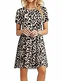 MOLERANI Sommerkleider für Damen Lässiges T-Shirt Kleid Kurzarm Damen Strandkleid (M, Gepunktetes Muster Leopard)