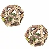 2 Stück Spielzeug mit Katzenminze, Zähne Knirschen Kauen Katzenminze Spielzeug für Katze, Naturholz Rollen Ball, Katze Interaktive Spielzeug, Steigerung des Appetits und Reinigung des Mundes