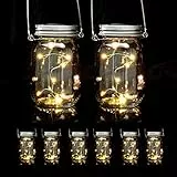 Relaxdays Solar Glas 2er Set, je 8 LED im Einmachglas, Stellen oder hängen, Solarleuchte für den Garten, transparent, Klar