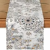 LOMOHOO Tischläufer Beige 30x180cm, Beige Table Runner Leinen Tischläufers Boho Tischdecke Vintage Tischläufer Boho Style für Küche Bauernhaus Böhmische Hochzeit Tabletop Dekoration