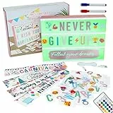 BONNYCO Light Box Rosegold A4 16 Farben mit 400 Buchstaben und Emojis, 10 Premium Karten, Fernbedienung, 2 Stifte, Ä Ö Ü ß Enhalten. Lichtbox Led mit Buchstaben, Geschenke für Frauen and Mädchen