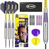 Target Darts Luke Littler Messing Stahlspitzen Dart Set – 22G Stahlspitzen Dart, The Nuke Player Edition Dart Set, Dart Flüge, Schäfte und Dart-Etui enthalten | Professionelles Dart Zubehör