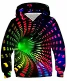 TUONROAD 3D Druck Hoodie Kapuzenpullover Kinder Jungen Mädchen Pulli Coole Bunt Muster Hooded Pullover Sweatshirt Lässige Party Outwear Tops (L=11-13 Jahre)