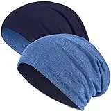 Hatstar 2in1 Wende-Beanie, Reversible Slouch Beanie für Damen & Herren, Navy/Jeans, Jersey Mütze aus Baumwoll-Mix, One Size, atmungsaktiv & bequem, Übergangsmütze, 30°C waschbar