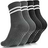 Utensilsto 4 Paar Stoppersocken Damen 34-38 Rutschfeste Yoga Socken Damen Anti-Rutsch Pilates Socken Grip Socken Atmungsaktiv Bequem für Pilates Tanz Ballett Fitness