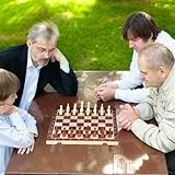 Alomejor Schachspiel, 3-in-1 Tragbares Schach, Dame, Backgammon-Brettspiel, für Erwachsene, Familienfreunde (34 x 17 cm)