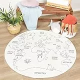 Little Olly Kinderteppich Rund - Globe Creme - - Kinderzimmer, Babyzimmer - Jungen - Mädchen - Carpet