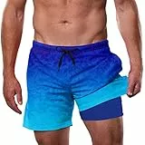 Dancinova Herren Badeshorts mit Innenhose Kompressions Badehose 2-in-1 Surf Shorts Strandhose Strandhose Schnelltrocknend