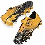 Mufanton Fußballschuhe Jungen Low Top Spikes Professionelle Fussballschuhe Kinder Athletics Trainingsschuhe Mädchen Fußballschuhe Sportschuhe,Schwarz Gold,EU36