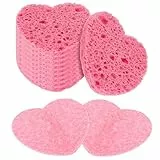 Sibba 20 Stück Herz-Gesichtsschwämme Komprimierte Schwämme Gesichtspeeling-Reinigungsschwamm Naturkosmetik-Spa-Schwämme für Gesichtsreinigung Massage Porenpeeling Maske Make-up