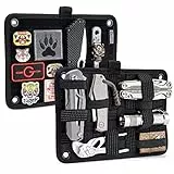 TACTICAL GEEK EDC Organizer Board, Patch-Display-Platte, Rucksack Anti-Rutsch Elastisches Gewebtes Board mit Elastischen Molle-Gurten für Elektronikzubehör Reisekabel Ladegeräte und Mehr, Schwarz