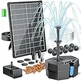 POPOSOAP Solar Springbrunnen mit Teichfilter – 8W Solarbrunnen & 3600mAh Batteriebackup, 8 Sprühmodi & 1,5 m Schlauch für kleine Außen-Teiche, Vogeltränken, Gartengewässer