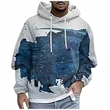 Hoodie Herren Druck Sweatshirts mit Kordelzug Kapuze Longsleeve Pullover Taschen Hemd Autumn Winter 2024 Sweatjacke Herren Warm Pulli Freizeit Oversize Oberteile Geschenke Für Männer(Royal Blue,4XL)