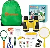 Kizplays® Forscherset für Kinder, Fernglas für Kids 22-teiliges Entdecker Set mit Insektenfänger Kompass Becherlupe Mikroskop Camping Abenteuer Geburtstag Kindergeburtstag ab 3 4 5 6 7 8 9+ Jahre