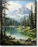 Gutluz Malen Nach Zahlen Erwachsene Zylinder leinwand Landschaftswälder mit 4 pcs Pinseln Acrylpigment 40 × 50 cm Geschenk für Erwachsene und Mädchen(Rahmenlos)
