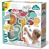 SES Creative | Badespielzeugset Safari-Tiere für Kinder ab 1 Jahr | 14 Spielzeuge : Löwe, Elefant | Flotte + Saugnapf | Fördert die Vorstellungskraft | CO2-neutral | Sicherheit | Babygeschenk | 13097
