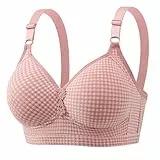 Klassische Nahtloser BH Damen Ohne Bügel Powerful Push Up mit Verstellbarem Bustier Seamless Bra Bequemer BHS Große Brüste Unterwäsche Trainings Schlaf Alltag Klassische BHS Für Damen (Pink, F)