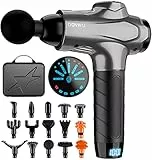Massagepistole Massage Gun, Muskel Massagepistole Percussion Massager mit 15 Massageköpfen, Handmassagegerät für Nacken Schulter Tiefen(Gray)