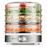 Balter Seco Dörrgerät 380 W mit Temperaturregler von 35-70°C 5 höhenverstellbare Etagen Dörrautomat Dörrgerät Obsttrockner Dörrapparat Temperatureinstellung BPA Frei