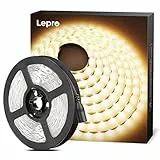 Lepro LED Strip Warmweiss, 5M LED Streifen 12V Selbstklebend, Band mit 300 Stück 2835 LEDs 2300 Lumen, 3000K Warmweiß Leiste, Weiß DIY Lichtband für Innen Heim Küche Deko, kein Netzteil