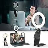 Upgrade Ringlicht Laptop Handy PC 5” Videokonferenz Licht,Evershop Ringleuchte Ringlampe mit Stativ&Handyhalter 3 Lichtfarben+10 Helligkeiten 360°Drehbar Beleuchtung für Homeoffice,YouTube,TikTok