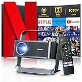 Polocsh Beamer 4K Unterstützt 1500 ANSI 1080P FHD Smart mit Auto Trapezkorrektur Elektrischer Fokus WiFi 6 Bluetooth Projektor Heimkino Outdoor Mini Beamer (Stahlgrau)