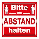 Bodenschild/Hinweisschild/Fußbodenmarkierung als Leitsystem „Bitte 2.0 Meter Abstand halten“ (30 x 30 cm) rutschfest - Sicherheitsschild