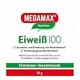 Megamax Eiweiss Himbeere 30 g | Molkenprotein + Milcheiweiß (Casein) Für Muskelaufbau ideal zum Backen | hochdosiert Low Carb Eiweiß | aspartamfrei Eiweisspulver mit Aminosäure