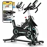 WENOKER Heimtrainer Fahrrad mit App, Leises Hometrainer Fahrrad Mit Gebogenem Griff, Bequem Ergometer Heimtrainer mit LCD-Display, Tablet-Halterung, Bis 160KG