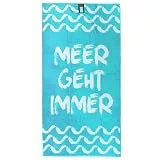 jilda-tex Strandtuch 90x180 cm Badetuch Strandlaken Handtuch 100% Baumwolle Velours Frottier Pflegeleicht (Meer geht Immer)