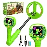 GreenRex Metalldetektor Kinder, Für Kinder von 3–12 Jahren, 6CM HD LCD Display, Ton & Lichtsignale, 59–82CM höhenverstellbar, 10CM Präzision, 470g leicht, lehrreiches Outdoor-Set,Grün
