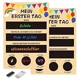 WEDNOK Erster Schultag Kreidetafel 30x20,5cm Schulanfang Schultafel Einschulung Nachrichtentafel Doppelseitige Schulkind Tafel für Kinder Student Kindergarten Schule Schulbeginn Schulstart