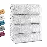 Montafox 4er Set Duschtücher 140 x 70 cm Flauschige Duschhandtücher 100% Baumwolle Saugfähig Kuschelig Weich Badetuch Duschtuch