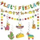 PYSEOSISE Mexikanische Party Deko Set, 9 Stück Fiesta Party Dekoration,Mexikanische Banner Fiesta Hanging Swirl Mehrfarbig Girlande Cinco de Mayo Party Dekoration für Karneval Deko