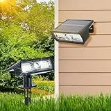 Moxled Solarlampen für Außen Garten, 6500K Kaltweiß Solar Strahler 1 Stück, IP65 Wasserdicht Gartenleuchten, 2 Helligkeitsmodi Solarleuchten für Außen Garten, Hof, Gehweg