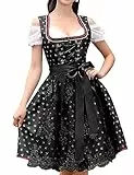 Clearlove Dirndl Damen Midi Set 3 Teilig Elegant Kurz Trachtenkleid inkl. Dirndl Kleid Dirndlschürze Dirndlbluse für Oktoberfest(A-Schwarz,38)