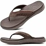 ONCAI Herren Zehentrenner Sommer Flip Flops Sport Badelatschen Dusch Schwimmbad Strand Sandalen Männer Mit Orthopädie Arch Support Gummifußbett Braun Größe 45