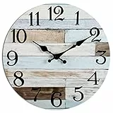 Wanduhr – 25,4 cm leise Nicht tickende Holz-Wanduhren batteriebetrieben – Landhaus-Retro-Stil, rustikaler Stil, dekorativ für Wohnzimmer, Küche, Zuhause, Badezimmer, Schlafzimmer