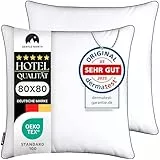 Gentle North Hochwertige Kopfkissen 80x80 cm groß in Hotelqualität - 2er Set Flauschige, gut gefüllte Schlafkissen für Allergiker geeignet (Ökotex 100 Zertifiziert) - 60° Waschbar