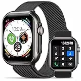 BANLVS Smartwatch Herren mit 1000mAh Akku, 1,85’’ AMOLED Fitnessuhr Herren mit Telefonfunktion/5ATM Wasserdicht/120+ Sportmodi/Herzfrequenz/SpO2/Blutdruck, Smartwatch für Android iOS, Schwarz